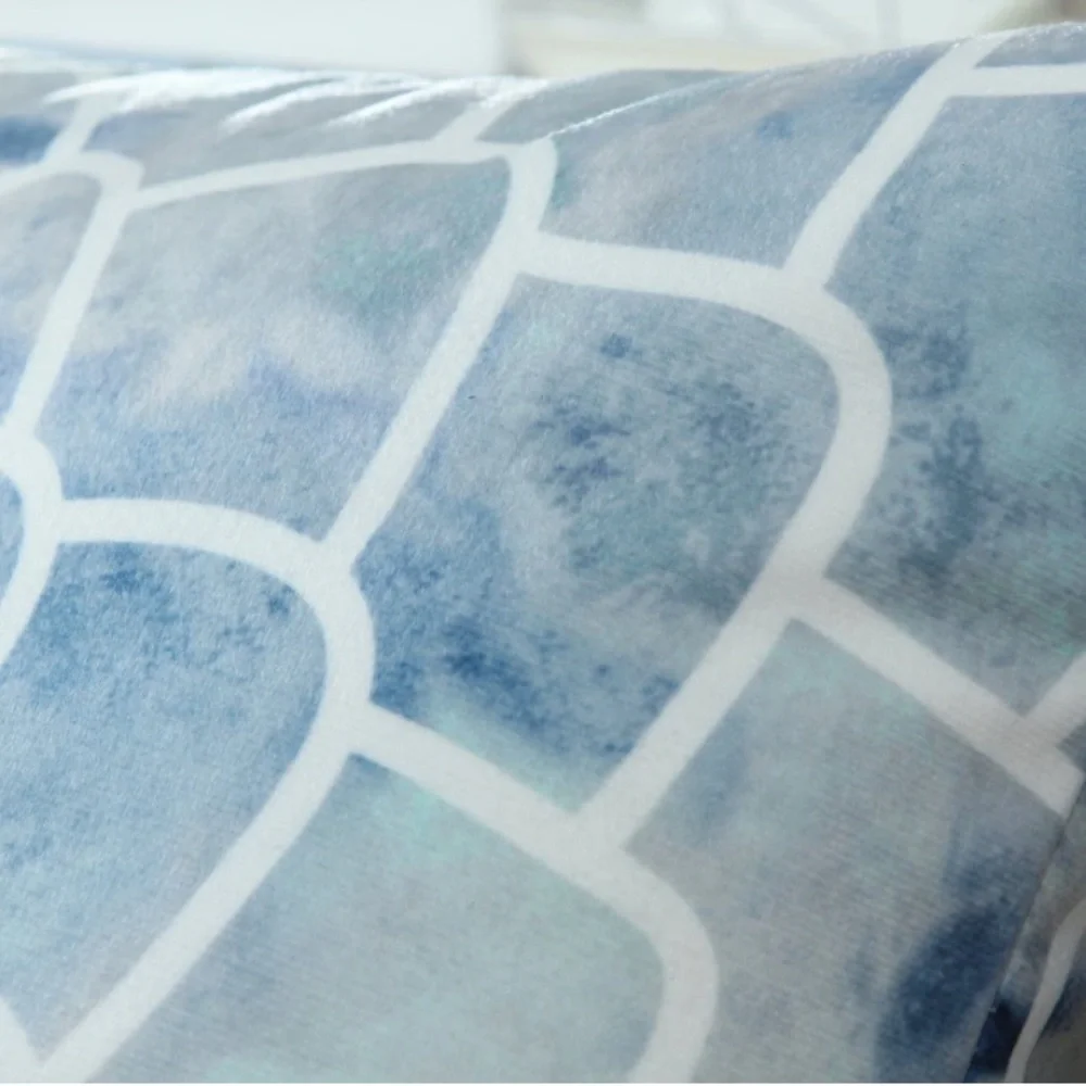 Luxury Home | Coastal Blue Watercolor Ombre Dahlia Print Lumbar Pillow Covers